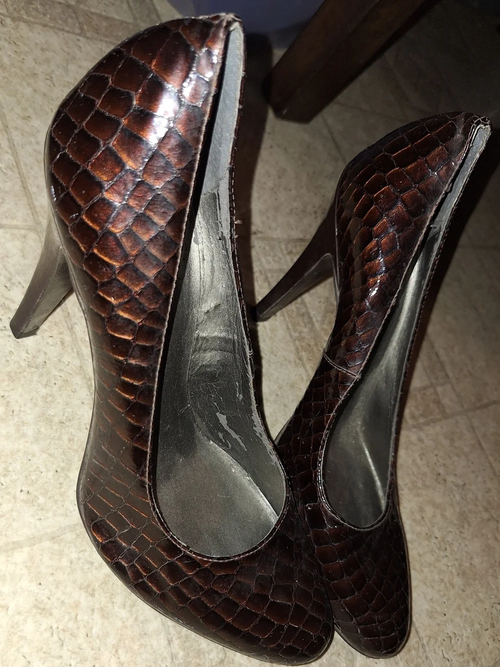 Jessica Simpson Brown Faux-Snakeskin High Heel Pumps